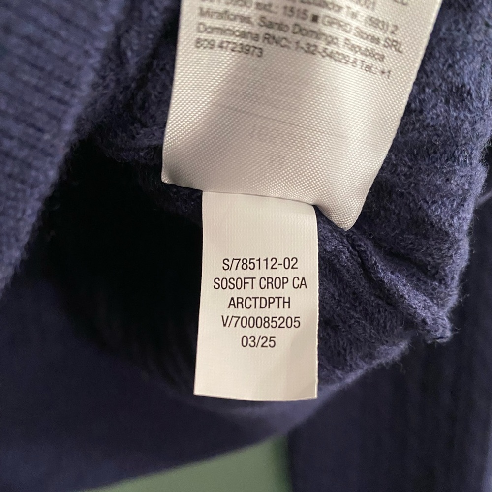 NWT cable knit cardigan Old Navy SoSoft Dark Blue Sweater braided twist cropped - Picture 8 of 14